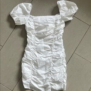 Superdown White Ruched Mini Dress